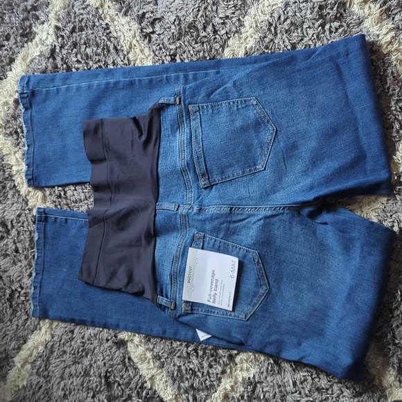 NWT Sonoma Full-Coverage Belly Band Bootcut Denim Dark Jeans Size 6-Maternity - Picture 8 of 9